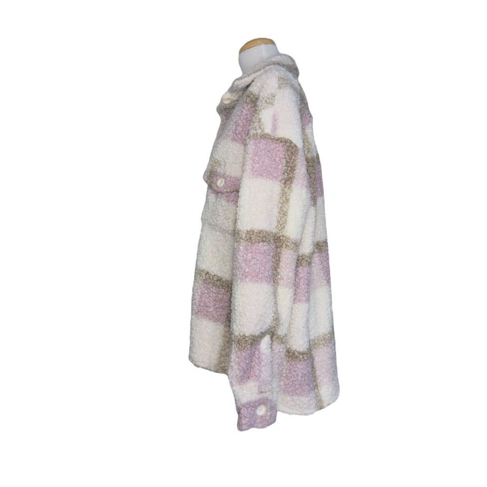 Mable Women's Sherpa Jacket Beige Pink & Brown Size M - Picture 7 of 14